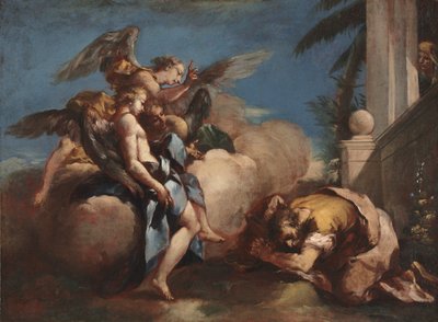 1750年代にアブラハムに現れた天使たち。 作： Francesco Guardi