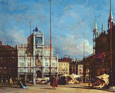 ヴェネツィアの時計塔、1760年頃 作： Francesco Guardi