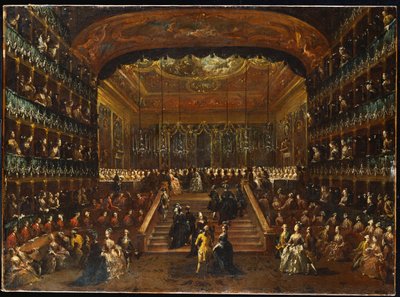 1782年1月22日、コンティデルノルドを称えてサンベネデット劇場でのディナーとボール 作： Francesco Guardi