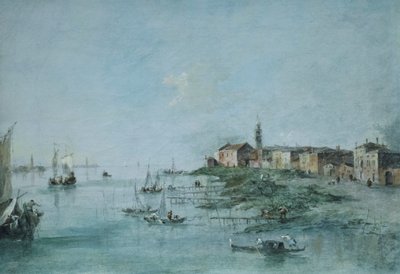 ジュデッカ運河と聖マルタ教会、170-80年頃、油彩・カンヴァス 作： Francesco Guardi