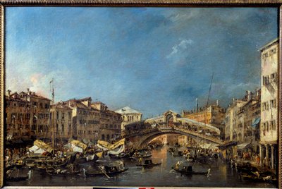 18世紀のヴェネツィアのリアルト橋 フランチェスコ・グアルディ（1712-1793）の絵画 18世紀 日0,62x0,93 m トゥールーズ、Musee des Augustins 作： Francesco Guardi