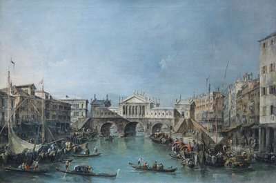パラディオの設計によるリアルト橋、1770年頃（油彩・キャンバス） 作： Francesco Guardi