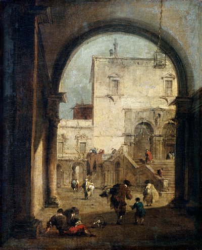 1775年から1780年の間の広場と宮殿の眺め。 作： Francesco Guardi
