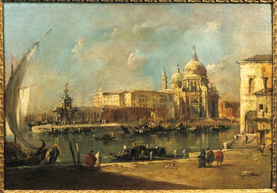 ヴェネツィア、ドガーナとサンタ・マリア・デッラ・サルーテの眺め（油彩・キャンバス 作： Francesco Guardi