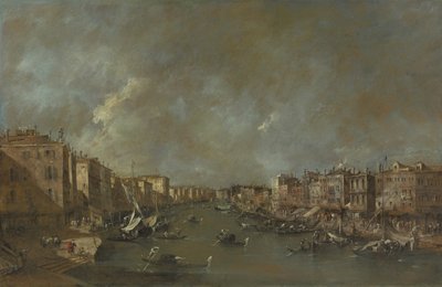 1775年後のリアルト橋からの大運河の眺め 作： Francesco Guardi