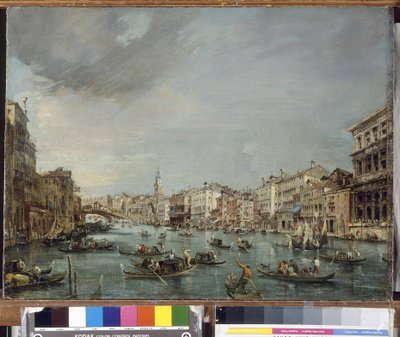 パラッツォグリマーニとパラッツォマニンのあるリアルトに向かう大運河の眺め 作： Francesco Guardi