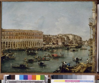 Fabbriche Nuove di Rialtoのある大運河の眺め、1756-60 作： Francesco Guardi