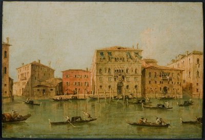 「大運河、ベニスのパラッツォ ロレダン デッランバシアトーレの眺め」、1775-85 作： Francesco Guardi