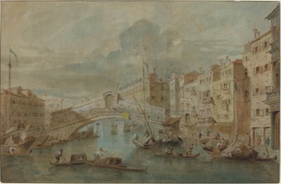 ヴェネツィア、リアルト橋の眺め 作： Francesco Guardi