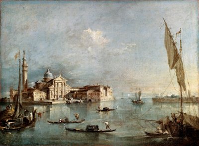 1765年から1775年の間のサンジョルジョマッジョーレ島の眺め。 作： Francesco Guardi