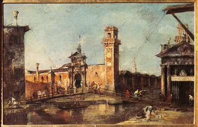 ヴェネツィアの武器庫の眺め（油彩・キャンバス、1780年頃 作： Francesco Guardi