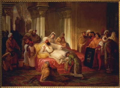 ジェンティーレ・ベリーニ(1429-1507)とメフメット2世(1430-1481) 作： Francesco Hayez