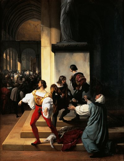 フランチェスコ・ヘイズ（1791-1882）の「ランプニャーニの陰謀」、油彩・カンヴァス 作： Francesco Hayez