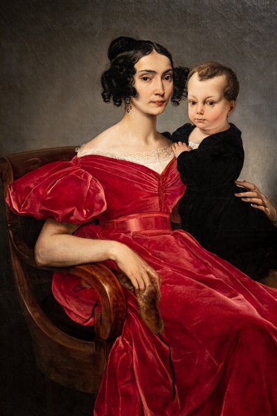 テレサ・ズマリ・マリシリ伯爵夫人と息子のジュゼッペの肖像 作： Francesco Hayez