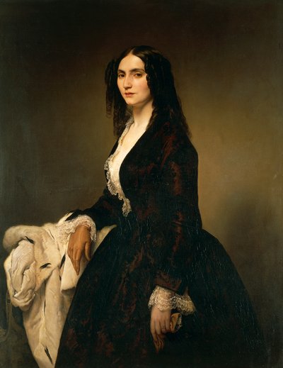 フランチェスコ・ヘイズ（1791-1882）による「マティルデ・ジュヴァ・ブランカ夫人の肖像」、油彩・キャンバス 作： Francesco Hayez