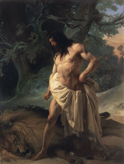 サムソンはライオンを殺します 作： Francesco Hayez