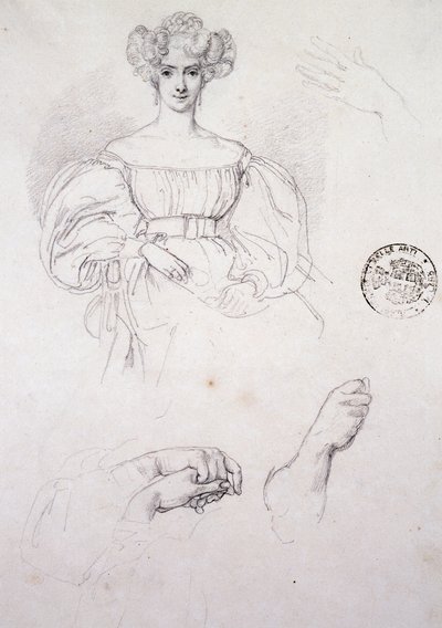 女性の肖像」のための習作 作： Francesco Hayez
