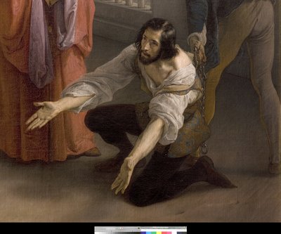 追放される前のヤコポフォスカリと彼の家族の間の最後の会議、1838-40 作： Francesco Hayez