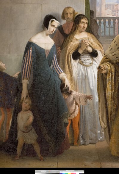 追放される前のヤコポフォスカリと彼の家族の間の最後の会議、1838-40 作： Francesco Hayez