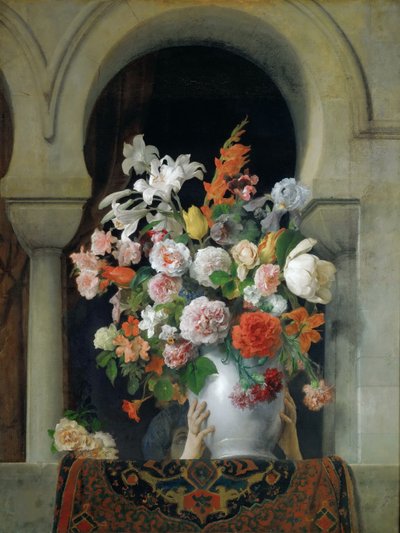 ハーレムの窓に飾られた花瓶、1881 年。 作： Francesco Hayez