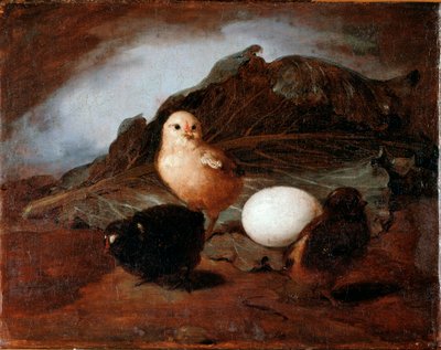 雛（ひな） フランチェスコ・インガンニ（1793-1873）の絵画 1862年 薄手 25,6x33,2 cm ゲネス近代美術館（Galleria d