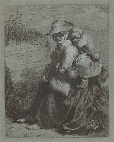 眠っている子供と座っている農民の女性、17581759。 作： Francesco Londonio