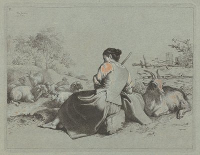 座った羊飼いの女性 1762年 作： Francesco Londonio