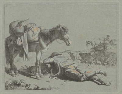 荷馬の近くで休息する羊飼い、c. 1762年。 作： Francesco Londonio