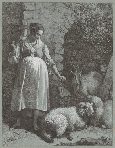 アーチのそばで糸を紡ぐ女性、1764 年。 作： Francesco Londonio
