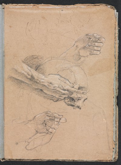 Verona Sketchbook:Study of hands and skull page 21, 1760. 作： Francesco Lorenzi