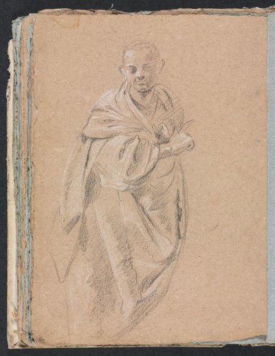 Verona Sketchbook：Standing monk page 52、1760。 作： Francesco Lorenzi