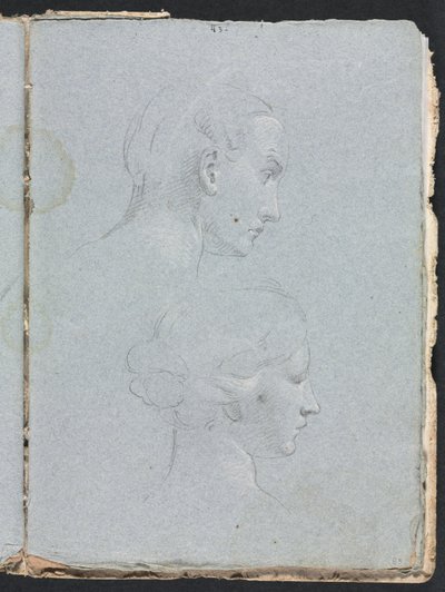 Verona Sketchbook：Two heads page 85、1760。 作： Francesco Lorenzi