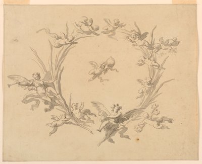素描、フレスコ画装飾のための習作、キリナル宮殿、ローマ、1815-16年 作： フランチェスコ・マンノ