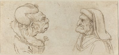 2 つのグロテスクな頭 作： Francesco Melzi after Leonardo da Vinci