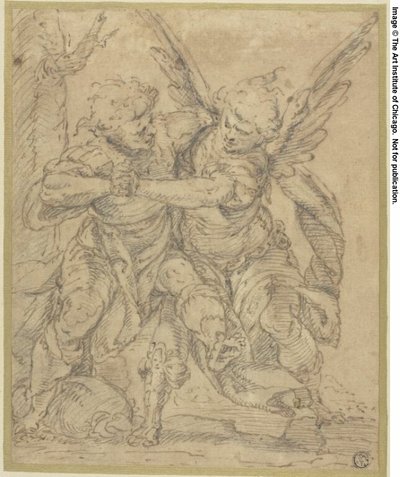 天使と格闘するヤコブ 作： Francesco Merano