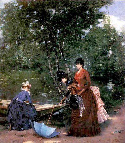 パリのブローニュの森での女性 作： Francesco Miralles Galaup