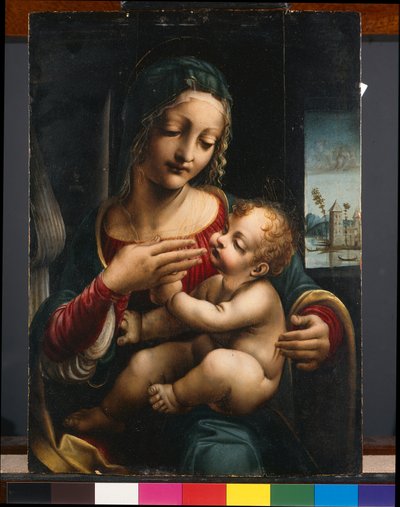 聖母子、c.1490-1500（パネルに油彩） 作： Francesco Napoletano