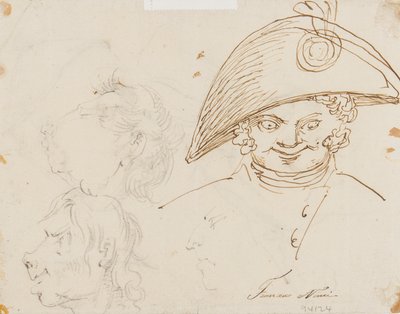 似顔絵のページ（紙に鉛筆、ペン、インク） 作： Francesco Nenci