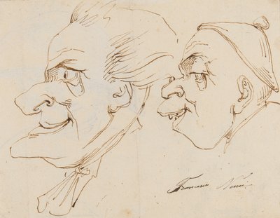 似顔絵のページ（紙に鉛筆、ペン、インク） 作： Francesco Nenci