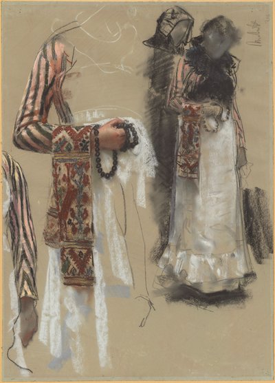 教会のために服を着た南イタリアの女性 作： Francesco Paolo Michetti