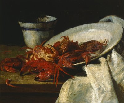 甲殻類のある静物（キャンバスに油彩） 作： Francesco Paolo Palizzi