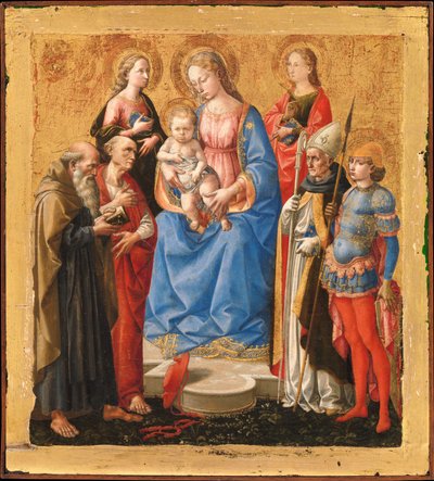 子供と6人の聖人とマリア 作： Francesco Pesellino