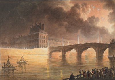 ブリュメール 18 日にパリで開催された一般平和のための饗宴。 ロイヤルブリッジ、1801-2 作： Francesco Piranesi
