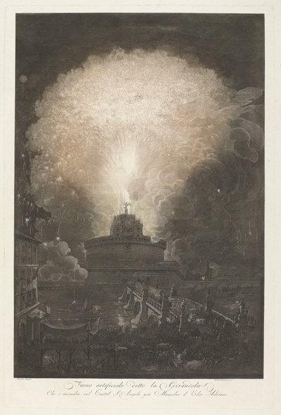サンタンジェロ城のジランドラ エンゲレンブルヒトの花火 Fueco Artificale detto la Girandola (オブジェクトのタイトル) 作： Francesco Piranesi