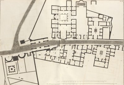 ポンペイの町の入り口とその周辺の建物の大きな平面図、Ant...、1804 年。 作： Francesco Piranesi