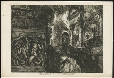 Titelprent は bouwfragmenten にテンペルを置きます Pompeia Tome Premier (オブジェクトのタイトル) 古代ポンペイの第 1 巻の大口絵 / 二度目に焼かれた寺院 / 木星に対する巨人の戦争 (オブジェクトのタイトル) 作： Francesco Piranesi