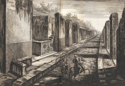 ポンペイの街への門の下に入る通りからの眺め、フットパ..., 1804. 作： Francesco Piranesi