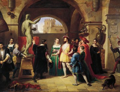 ベンヴェヌート・チェッリーニのアトリエでのフランチェスコ1世（フランス国王 作： Francesco Podesti