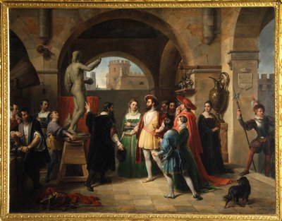 ベンヴェヌート・チェッリーニのスタジオでのフランシス1世 作： Francesco Podesti