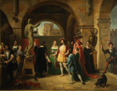 1837年ベンヴェヌートチェッリーニのスタジオにいるフランシスI 作： Francesco Podesti